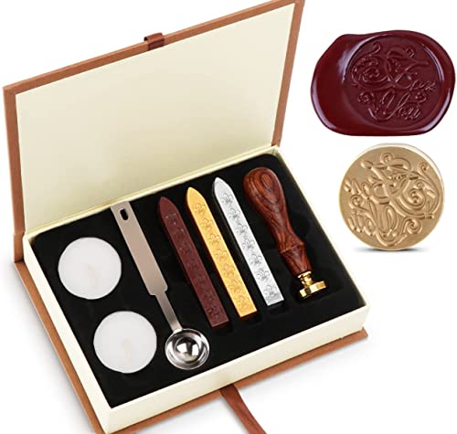 Siegelstempel Siegelwachs Set mit Ribbons Petschaft Briefsiegel DIY Geschenk Kit 